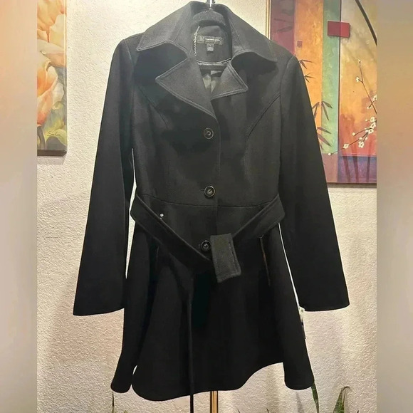 INC international Concepts black belted coat size L - Picture 2 of 12